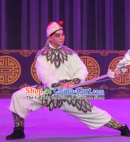 The Fairy Tale of White Snake Chinese Guangdong Opera Martial Male Apparels Costumes and Headpieces Traditional Cantonese Opera Swordsman Garment Wusheng Clothing