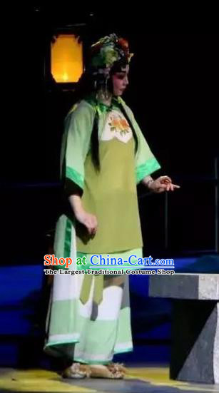 Chinese Cantonese Opera Xiaodan Garment Hua Yue Ying Costumes and Headdress Traditional Guangdong Opera Servant Girl Apparels Yu Lan Dress