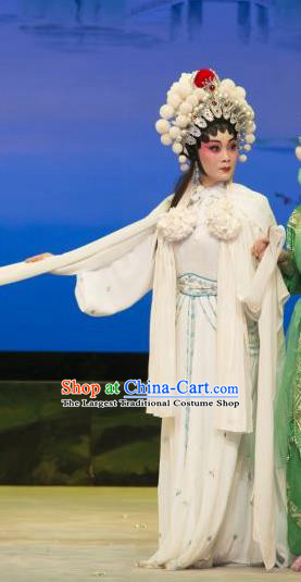 Chinese Cantonese Opera Swordswoman Garment The Fairy Tale of White Snake Costumes and Headdress Traditional Guangdong Opera Martial Female Apparels Bai Suzhen Dress