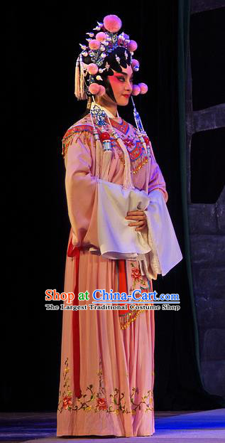 Chinese Cantonese Opera Palace Lady Garment Costumes and Headdress Traditional Guangdong Opera Xiaodan Apparels Court Maid Dress