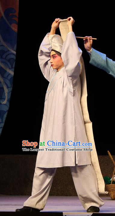 Legend of Lun Wenxu Chinese Guangdong Opera Monk Apparels Costumes and Headpieces Traditional Cantonese Opera Acolyte Garment Figurant Clothing