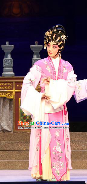 Chinese Cantonese Opera Rich Lady Garment Legend of Lun Wenxu Costumes and Headdress Traditional Guangdong Opera Hua Tan Apparels Actress Dress