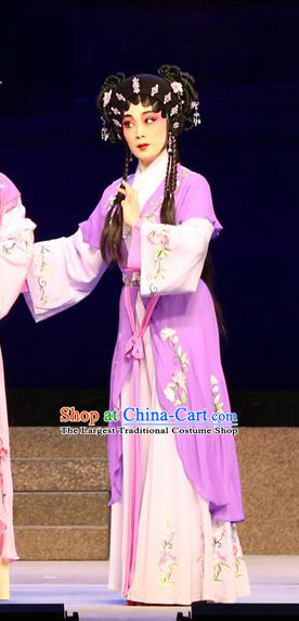 Chinese Cantonese Opera Servant Girl A Xiu Garment Legend of Lun Wenxu Costumes and Headdress Traditional Guangdong Opera Maid Lady Apparels Xiaodan Dress