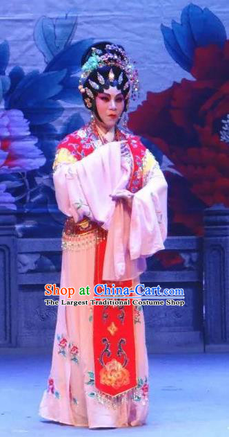 Chinese Cantonese Opera Actress Garment Southern Tang Emperor Costumes and Headdress Traditional Guangdong Opera Hua Tan Apparels Empress Zhou Dress