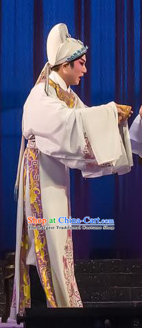 The Romance of Hairpin Chinese Guangdong Opera Young Male Apparels Costumes and Headpieces Traditional Cantonese Opera Scholar Garment Wang Shipeng Clothing