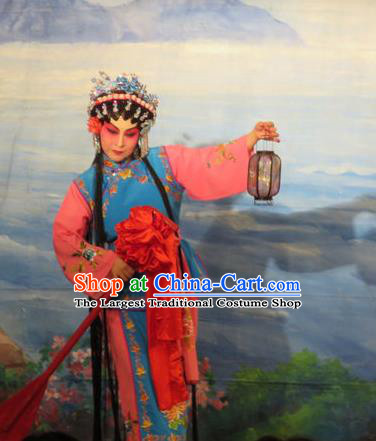 Chinese Cantonese Opera Xiaodan Chun Lan Garment Hua Tian Ba Xi Hairpin Costumes and Headdress Traditional Guangdong Opera Young Lady Apparels Maidservant Dress