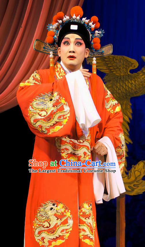 Dian Man Gong Zhu Gan Fu Ma Chinese Guangdong Opera Young Male Apparels Costumes and Headpieces Traditional Cantonese Opera Prince Garment Bridegroom Meng Feixiong Clothing