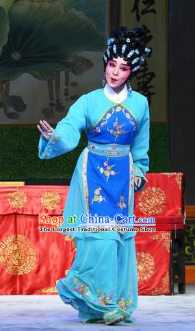 Chinese Cantonese Opera Young Beauty Garment Costumes and Headdress Traditional Guangdong Opera Actress Apparels Village Girl Zhuang Suqun Dress