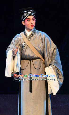 Chinese Guangdong Opera Fortuneteller Apparels Costumes and Headpieces Traditional Cantonese Opera Young Male Garment Xiaosheng Clothing