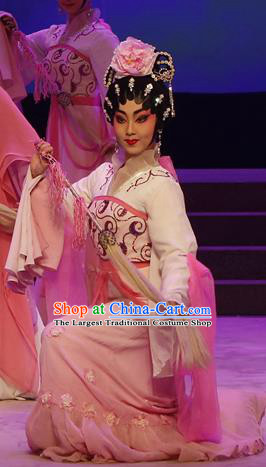 Chinese Cantonese Opera Xiaodan Garment The Lotus Lantern Costumes and Headdress Traditional Guangdong Opera Actress Apparels Goddess Dress