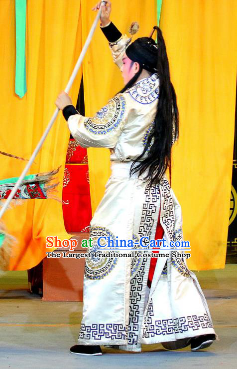 Qi Xing Temple Chinese Sichuan Opera Martial Male Apparels Costumes and Headpieces Peking Opera Highlights Wusheng Garment Soldier Yang Jiye Clothing