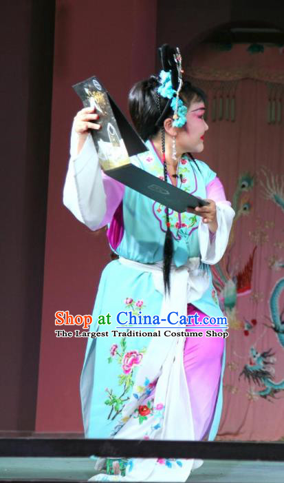Chinese Sichuan Opera Highlights Servant Girl Garment Costumes and Headdress Feng Yi Pavilion Traditional Peking Opera Xiaodan Dress Young Lady Apparels