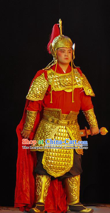 Wo Hu Ling Chinese Sichuan Opera Soldier Apparels Costumes and Headpieces Peking Opera Highlights Martial Male Garment Warrior Armor Clothing