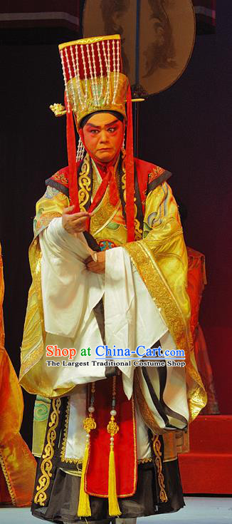 Wo Hu Ling Chinese Sichuan Opera Emperor Liu Xiu Apparels Costumes and Headpieces Peking Opera Highlights Lord Garment Monarch Clothing