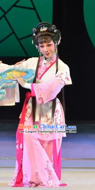 Chinese Cantonese Opera Maidservant Garment Search the College Costumes and Headdress Traditional Guangdong Opera Young Lady Apparels Diva Cui Lian Dress