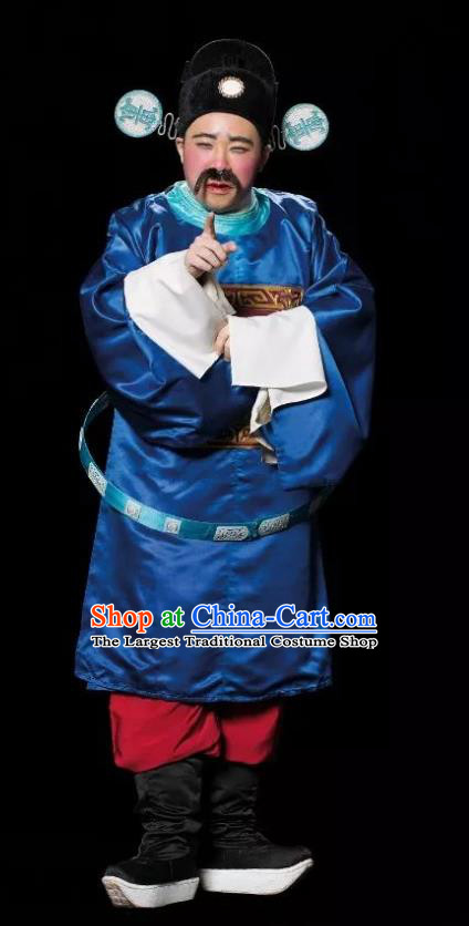 Chinese Guangdong Opera Official Apparels Costumes and Headpieces Traditional Cantonese Opera Elderly Man Garment Magistrate Bai Zhicheng Clothing