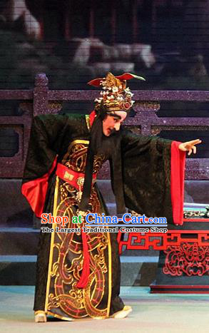 Legend of Er Lang Chinese Guangdong Opera King Zhou of Shang Apparels Costumes and Headwear Traditional Cantonese Opera Monarch Garment Elderly Male Clothing