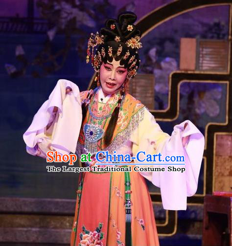 Chinese Cantonese Opera Hua Tan Garment Costumes and Headdress Traditional Guangdong Opera Diva Lin Daiyu Apparels Actress Dress