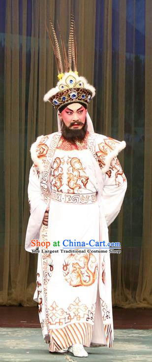 Princess Zhaojun Chinese Guangdong Opera Duke Apparels Costumes and Headwear Traditional Cantonese Opera Xiongnu King Garment Monarch Clothing