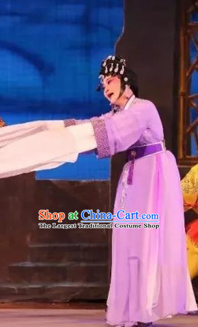 Chinese Cantonese Opera Country Woman Garment Milky Way Lovers Costumes and Headdress Traditional Guangdong Opera Young Female Apparels Diva Zhi Nv Dress
