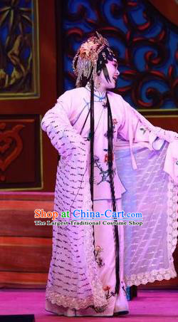 Chinese Cantonese Opera Young Female Garment Escape from Banishment Costumes and Headdress Traditional Guangdong Opera Actress Apparels Hua Tan Dress