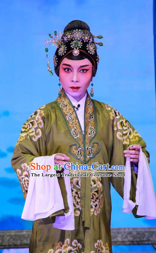 Chinese Cantonese Opera Pantaloon Garment San Xiao Yin Yuan Costumes and Headdress Traditional Guangdong Opera Elderly Female Apparels Dame Dress