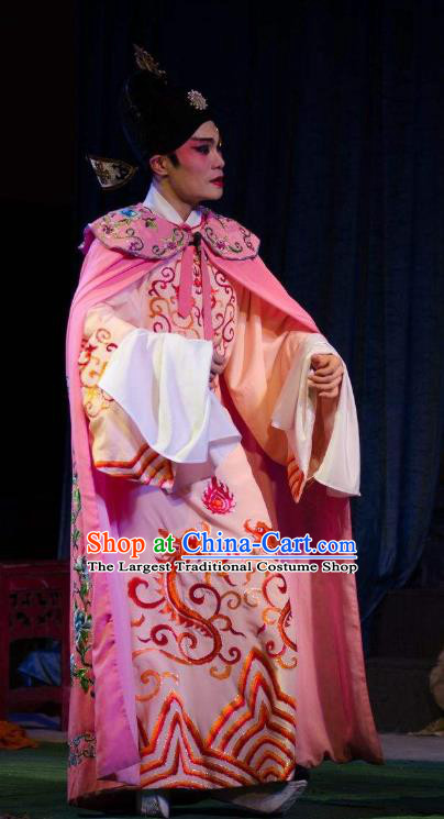 Chinese Guangdong Opera Young Male Apparels Costumes and Headwear Traditional Cantonese Opera Xiaosheng Garment Scholar Du Yuanlong Clothing