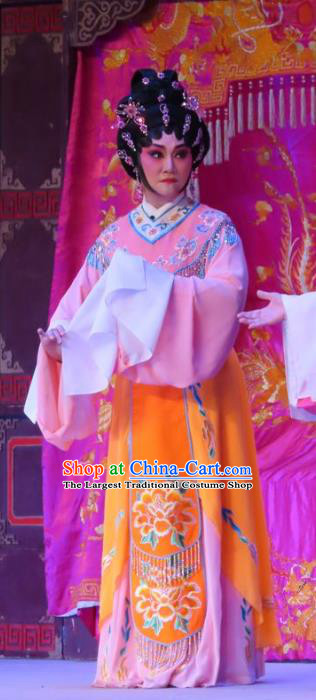 Chinese Cantonese Opera Hua Tan Garment Costumes and Headdress Traditional Guangdong Opera Courtesan Xin Yaoqin Apparels Actress Dress