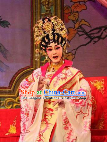 Chinese Cantonese Opera Young Female Garment Costumes and Headdress Traditional Guangdong Opera Hua Tan Apparels Princess Dress