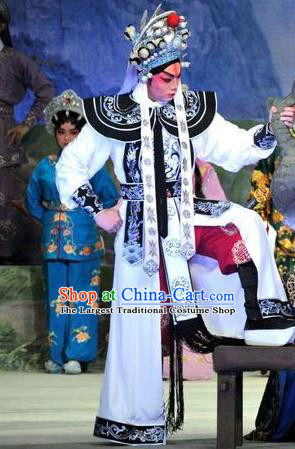 The Sword Chinese Guangdong Opera Swordsman Apparels Costumes and Headwear Traditional Cantonese Opera Wusheng Garment Martial Male Clothing