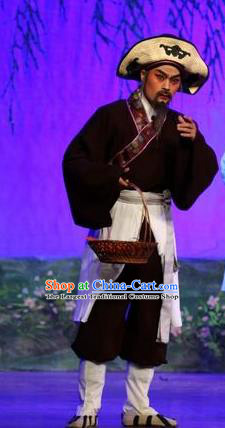 Feng Guan Meng Chinese Guangdong Opera Farmer Apparels Costumes and Headwear Traditional Cantonese Opera Elderly Male Garment Li Yuanshun Clothing