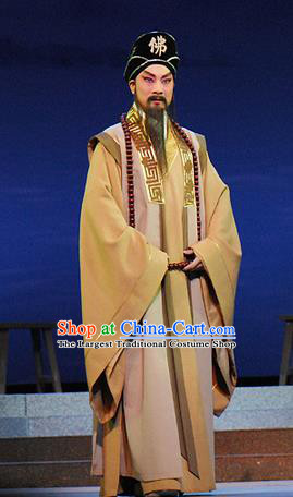 Dongpo And Zhaoyun Chinese Guangdong Opera Monk Apparels Costumes and Headwear Traditional Cantonese Opera Laosheng Garment Elderly Male Clothing