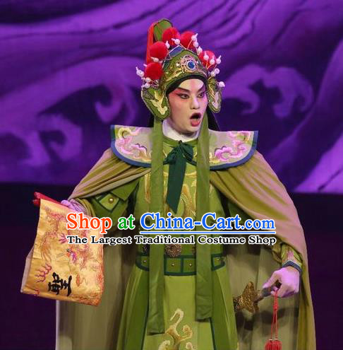 Pan Maoming Chinese Guangdong Opera General Sun Biaohu Apparels Costumes and Headwear Traditional Cantonese Opera Martial Male Garment Wusheng Clothing