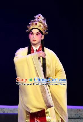 Li Shimin Deng Ji Chinese Guangdong Opera Prince Apparels Costumes and Headwear Traditional Cantonese Opera Young Male Garment Xiaosheng Clothing