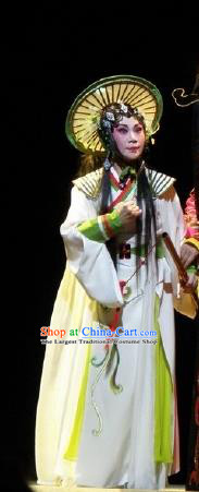 Chinese Cantonese Opera Village Girl Jin Di Garment Nan Yue Gong Ci Costumes and Headdress Traditional Guangdong Opera Actress Apparels Swordswoman Dress