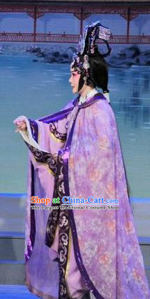 Chinese Cantonese Opera Imperial Consort Garment Luo Shui Qing Meng Costumes and Headdress Traditional Guangdong Opera Young Female Apparels Zhen Yuchan Dress