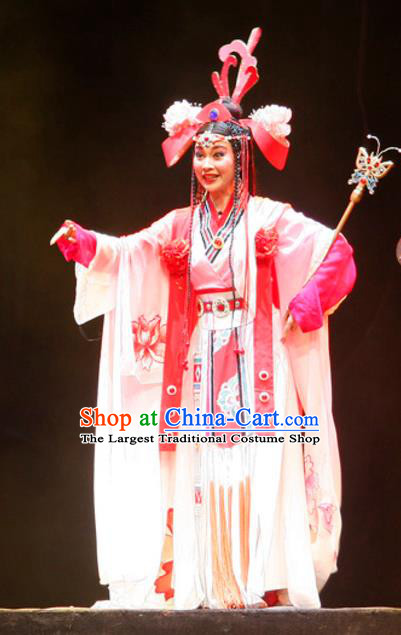 Chinese Historical Drama Princess Hu Die Ancient Young Lady Garment Costumes Traditional Ethnic Girl Dance Pink Dress Apparels and Headdress