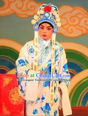 Xu Jiujing Chinese Guangdong Opera Wusheng Apparels Costumes and Headwear Traditional Cantonese Opera Martial Male Garment Swordsman Liu Yu Clothing