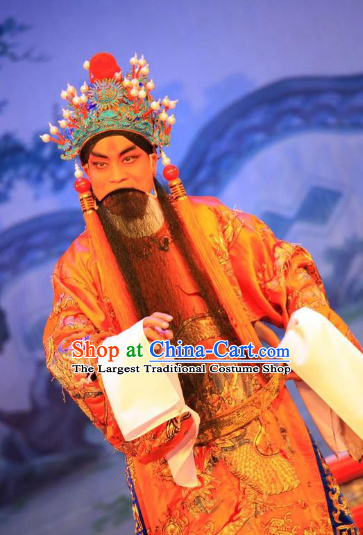 Xu Jiujing Chinese Guangdong Opera Duke Apparels Costumes and Headwear Traditional Cantonese Opera Lord Garment Elderly Male Clothing