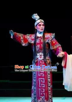 Yi Shui Han Chinese Guangdong Opera Martial Male Apparels Costumes and Headwear Traditional Cantonese Opera Wusheng Garment Hero Jing Ke Clothing
