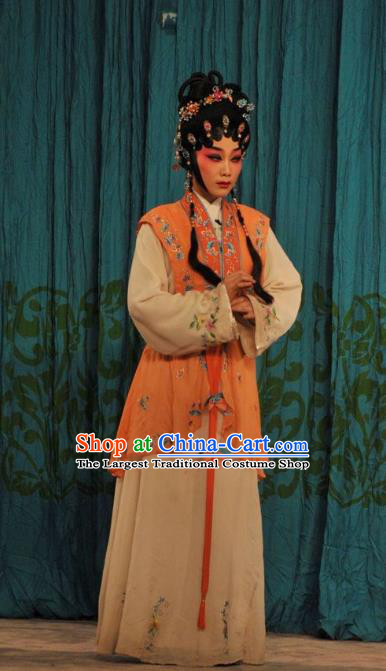 Chinese Cantonese Opera Young Lady Garment Lou Tai Hui Costumes and Headdress Traditional Guangdong Opera Xiaodan Apparels Maidservant Dress