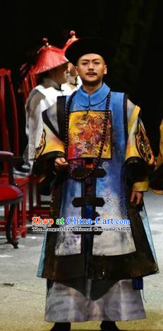 Chinese Traditional Qing Dynasty Minister Apparels Costumes Historical Drama Jia Wu Ji Ancient Young Male Garment Clothing and Headwear