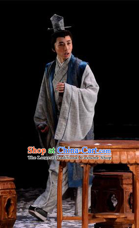 Chinese Traditional Song Dynasty Scholar Apparels Costumes Historical Drama Phoenix Hairpin Ancient Young Male Garment Poet Clothing and Headwear