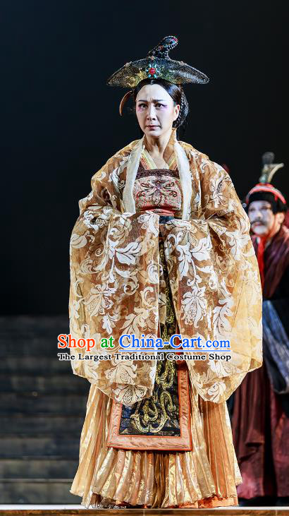 Chinese Historical Drama The Prince of Lanling Ancient Queen Qi Garment Costumes Traditional Stage Show Actress Dress Royal Empress Apparels and Headdress