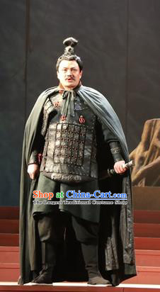 Chinese Traditional Qin Dynasty General Clothing Stage Performance Historical Drama King of Nanyue Apparels Costumes Ancient Warrior Armor Garment and Headwear
