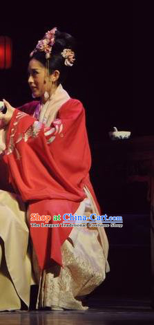 Chinese Historical Drama Peach Blossom Fan Ancient Bride Li Xiangjun Garment Costumes Traditional Stage Show Dress Ming Dynasty Courtesan Apparels and Headpieces