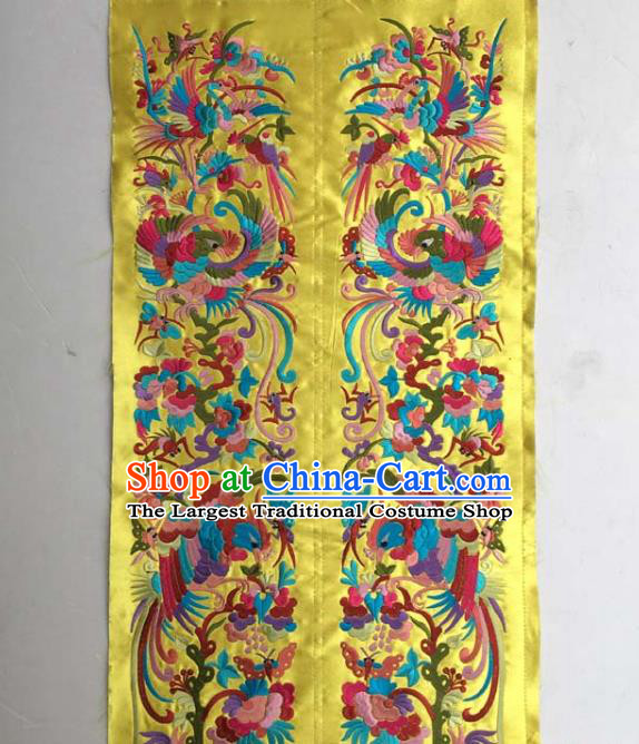 Chinese Traditional Embroidered Flowers Bird Butterfly Golden Patch Decoration Embroidery Applique Craft Embroidered Dress Accessories