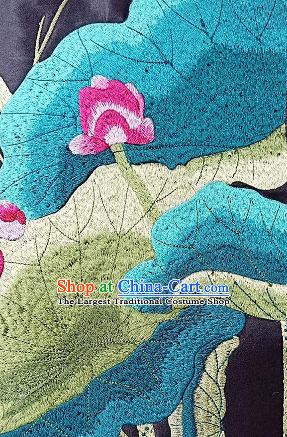 Chinese Traditional Embroidered Lotus Dragonfly Patch Decoration Embroidery Applique Craft Embroidered Accessories
