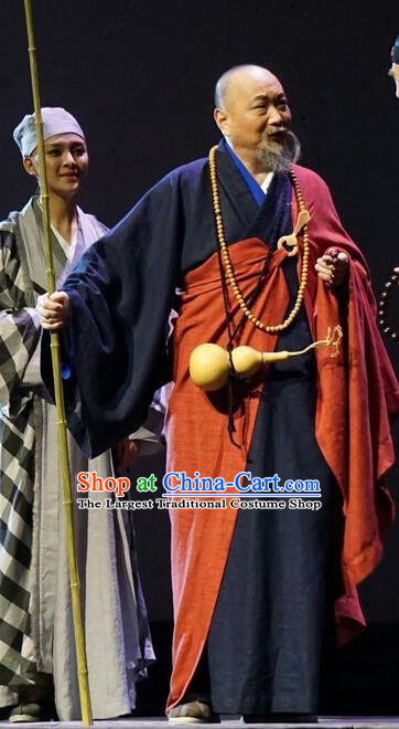 Chinese Traditional Buddhist Abbot Clothing Stage Performance Historical Drama Apparels Costumes Ancient Monk Bunyiu Nanjio Garment