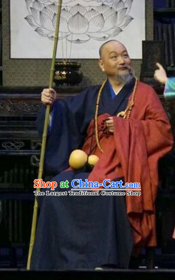 Chinese Traditional Buddhist Abbot Clothing Stage Performance Historical Drama Apparels Costumes Ancient Monk Bunyiu Nanjio Garment